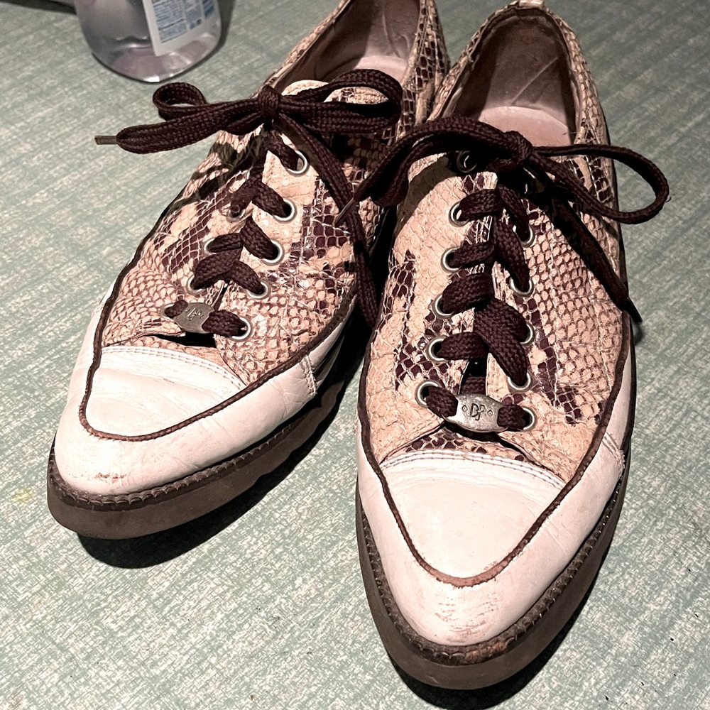Donald J Pliner snakeskin-leather tennis shoes
